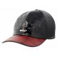 Mauri H-65 Black / Red Genuine Baby Crocodile Hand Painted / Embossed Patent Leather Hat